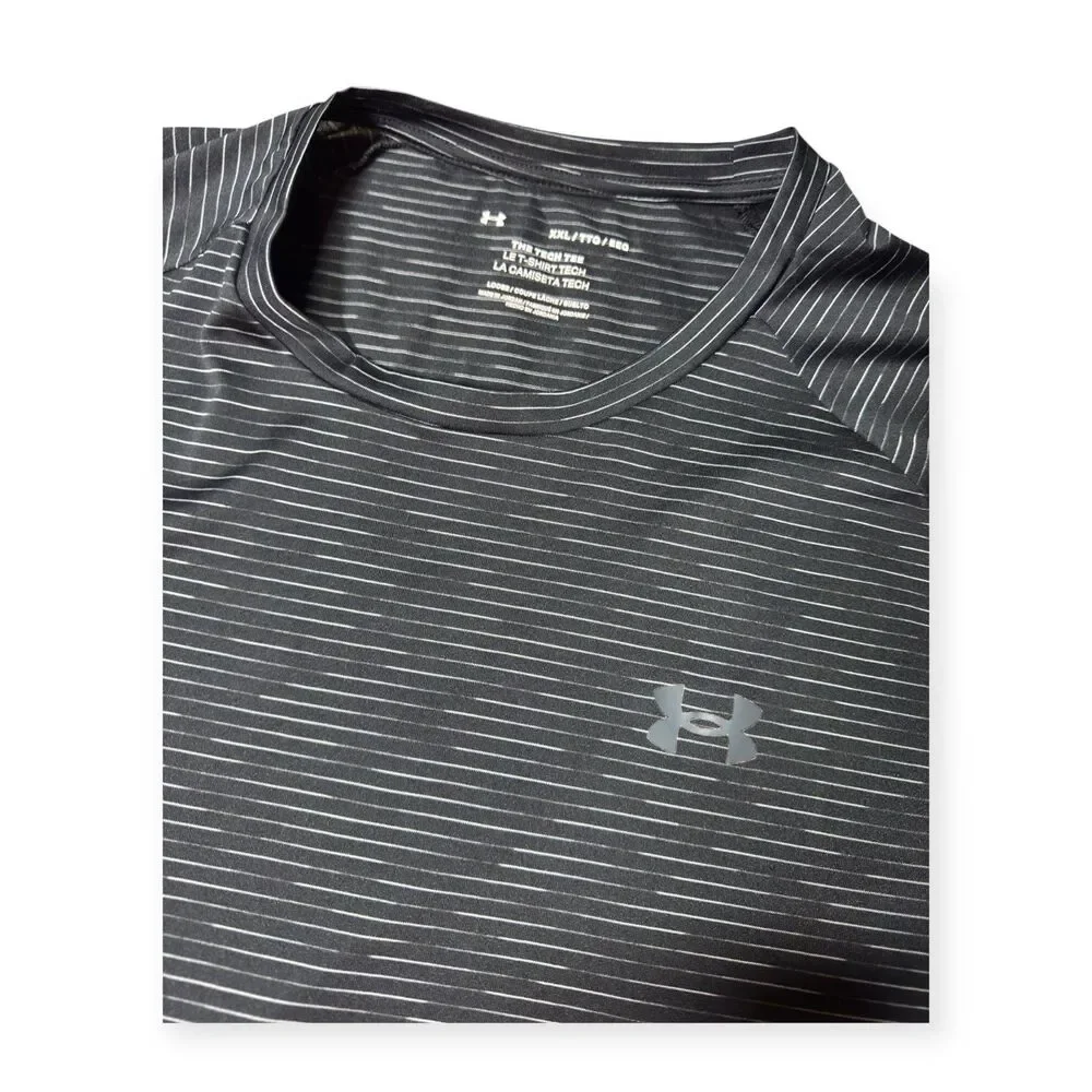 Under Armour Tech Tee Shirt Men's XXL Black Short Sleeve Activewear Logo Sports - Picture 3 of 4
